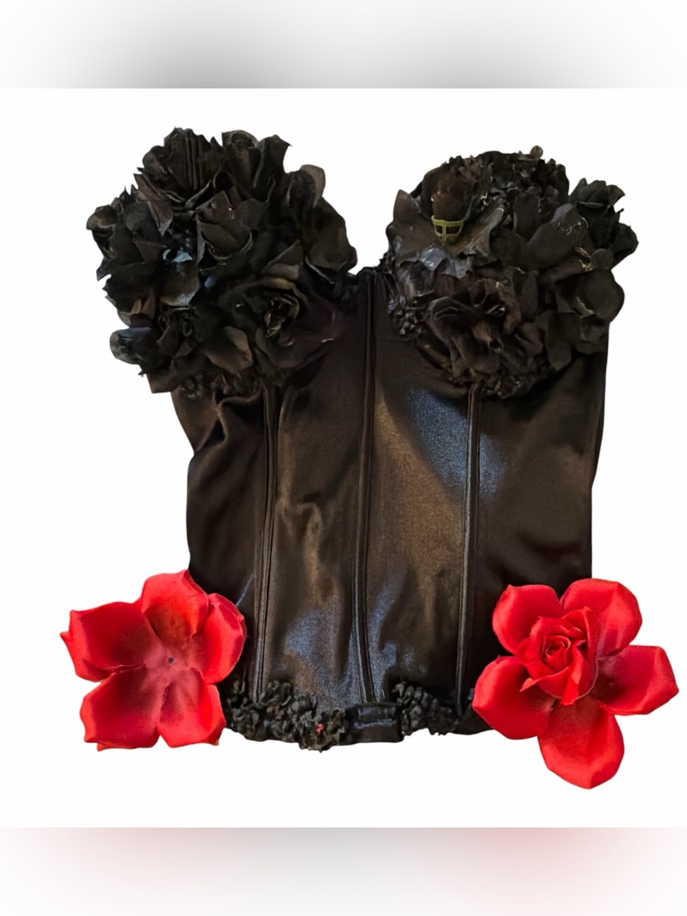Spirit Halloween Black Floral Bustier Corset Top